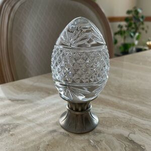 Crystal Egg with Stand France Vintage